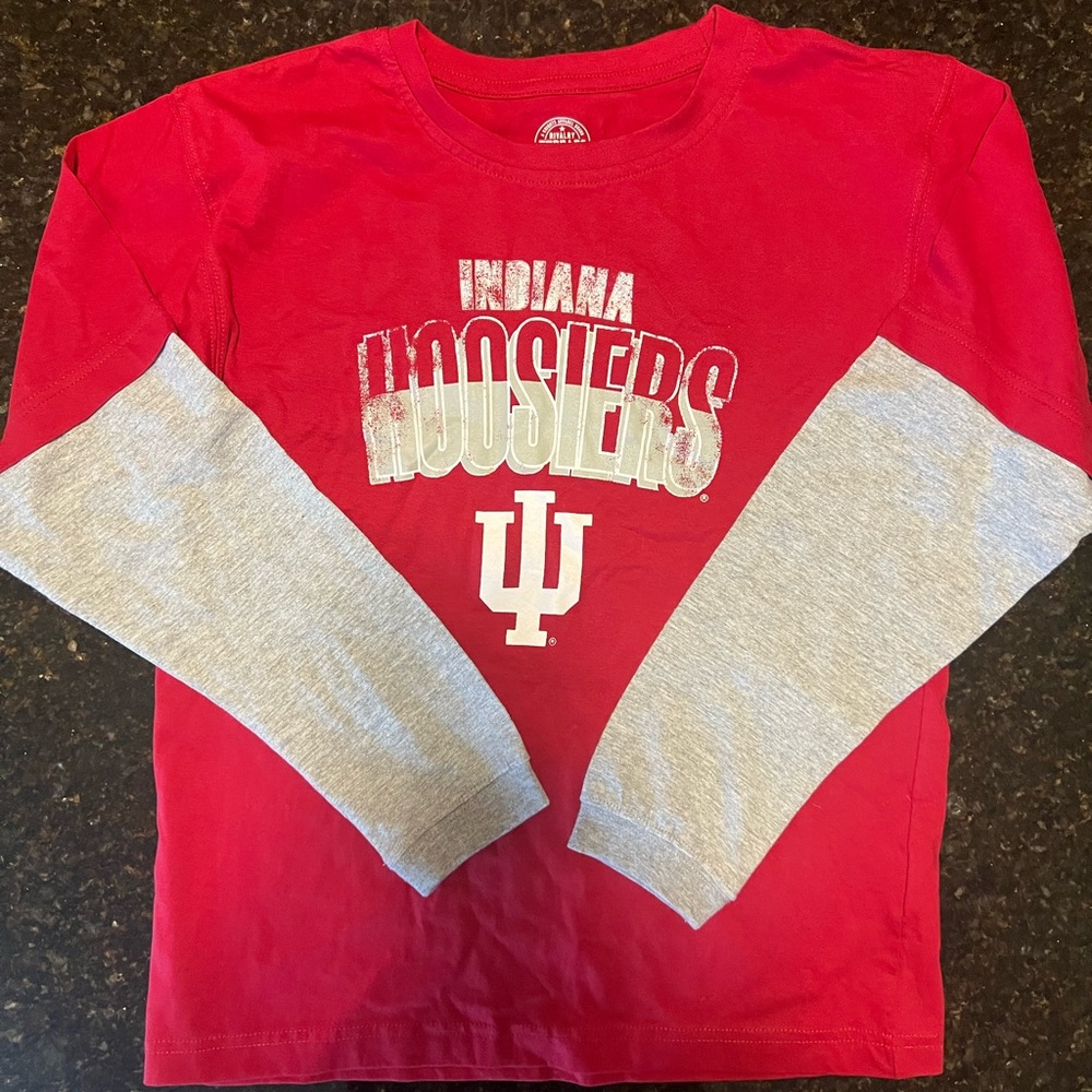 Rivalry Threads Red and Gray Indiana Hoosiers Kids Long Sleeve Tee